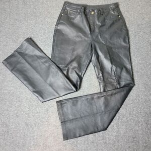 Vtg 90's Metrostyle Women's Size 12 Black Leather Motorcycle Boot Cut Pant Lined